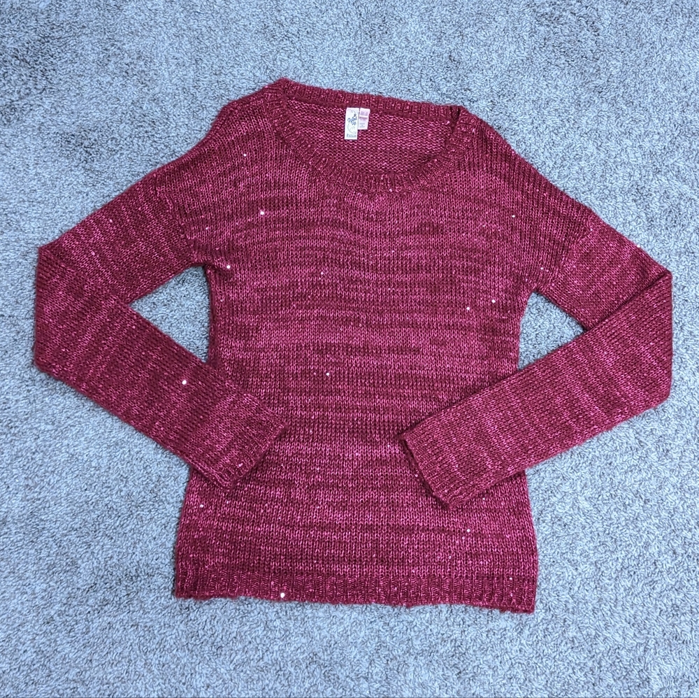 Sparkly sequin magenta Juniors / Girls Dolled Up by Fang Sweater size XL